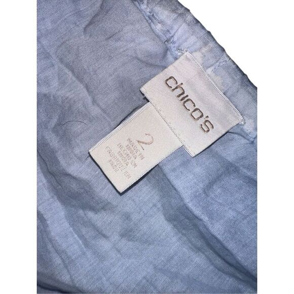 STUNNING Chico's Asymmetrical Skirt Tiered/Swing Light Blue Cotton Elastic Waist - Picture 5 of 7